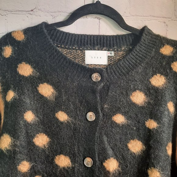 Lush Mixed Spot Button Up Cardigan - Picture 7 of 14